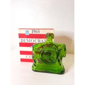 Vintage 1968 Glass Donkey Bottle Democratic Campaign NOS Political Memorbilia